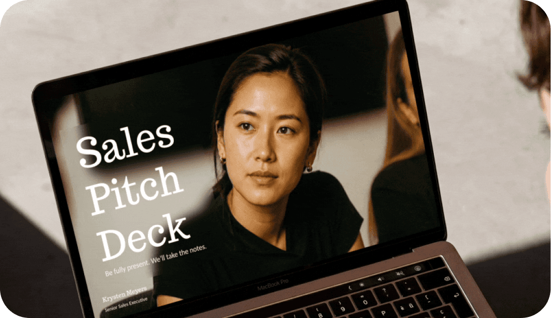 Sales pitch deck displayed on a laptop